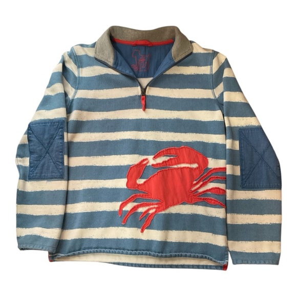 Mini Boden Other - Mini Boden Striped Pullover with Red Crab Design Size 11-12 years